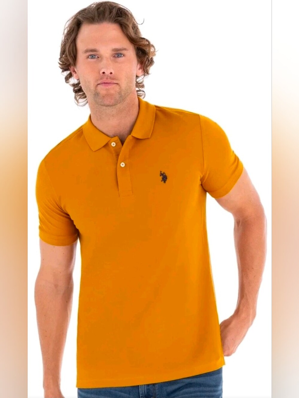 Men's Mustard  U. S. Polo Assn. Shirt - Classic Short Sleeve